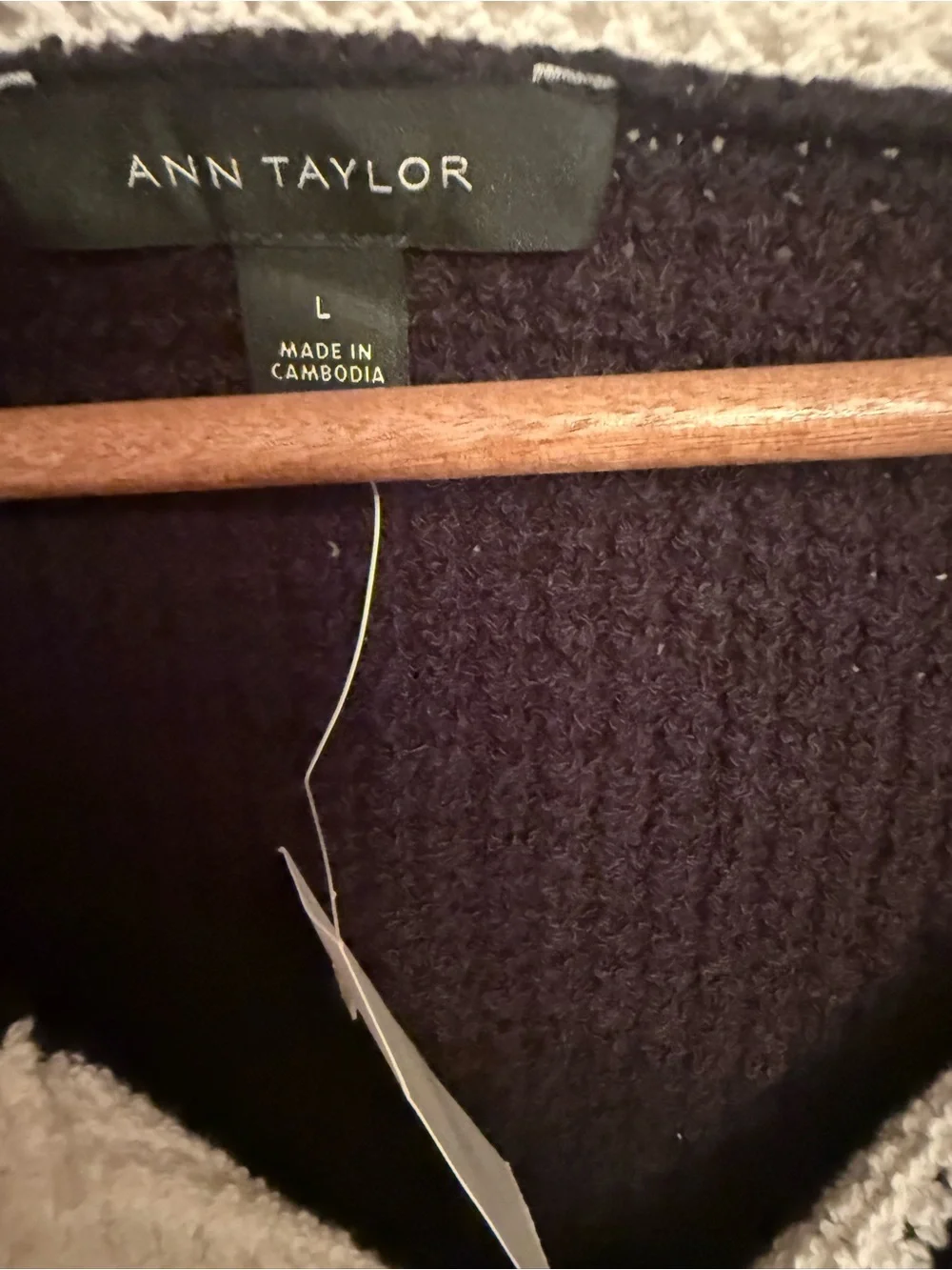 New Ann Taylor Black Cardigan with White Crochet Trim and Gold Button large $169 - Picture 3 of 6